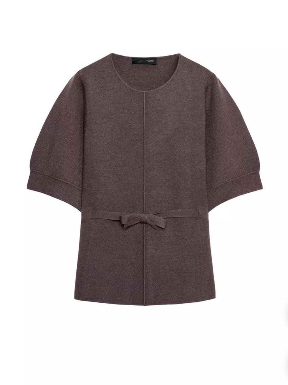 Zara women’s puff sleeve knit sweater brown